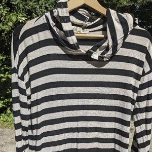 Pink Rose Striped Hoodie w/ Lace Trim (Women's XS)